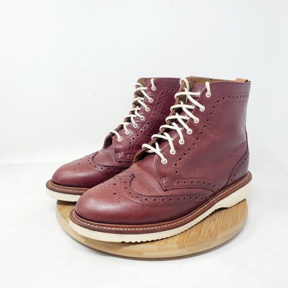 Dr Martens Bentley Boots Womens 6 Burgundy Leather Brogue Wing Tip Docs Shoes - Picture 5 of 13